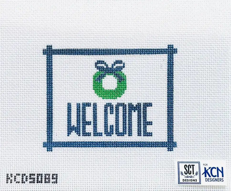 Final Sale Welcome Sign Blue with Wreath