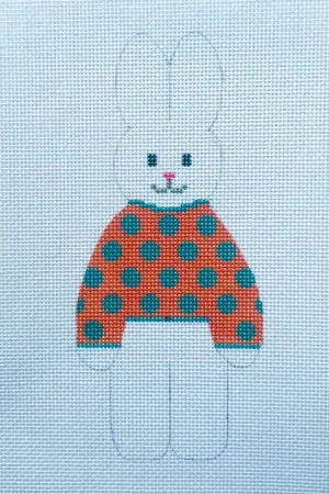 Orange and Teal Polka Dot Bunny Genuine