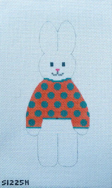 Orange and Teal Polka Dot Bunny Genuine
