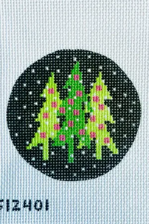 Hassle-Free Returns Green Trees on Black Round
