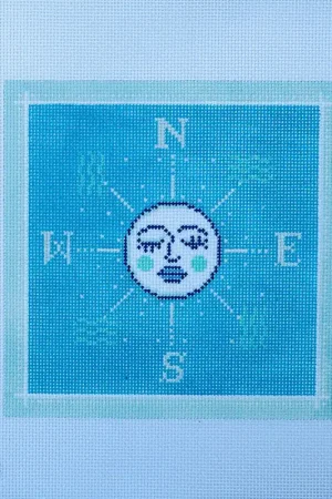 Price Drop Blue and Turquoise Moon Compass