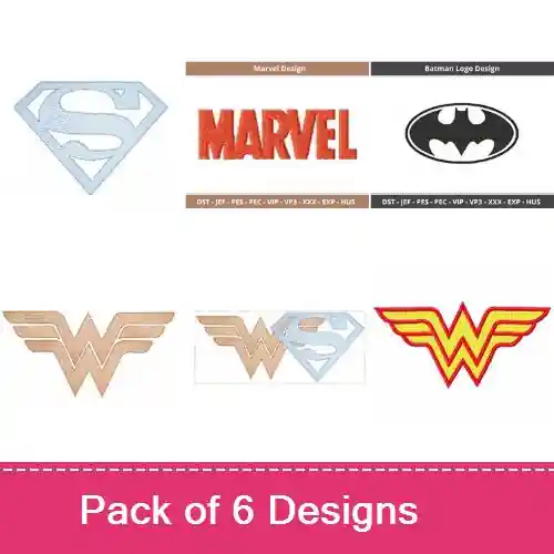 Superhero Emblems Embroidery design pack by Method Man Designs, Embroidery Packs on EmbroideryDesigns.com Today Only