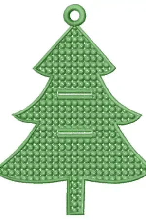 FLS Christmas Tree Ornament Embroidery Design Handmade