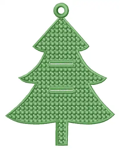 FLS Christmas Tree Ornament Embroidery Design Handmade