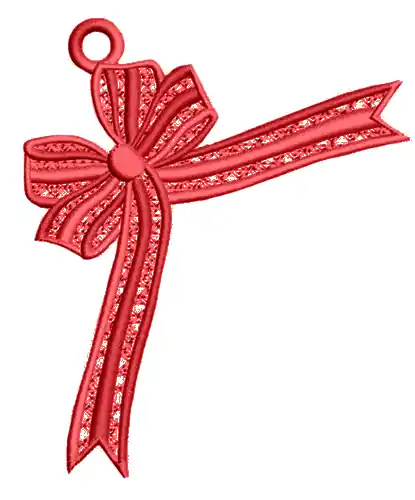 Worldwide Shipping FSL Christmas Bow Embroidery Design