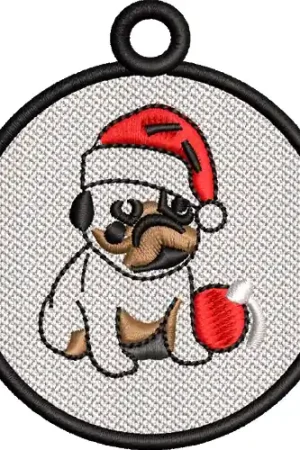 FSL Christmas Pug Embroidery Design Price Cut