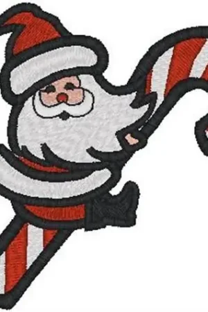 Hassle-Free Returns Candy Cane Santa Embroidery Design