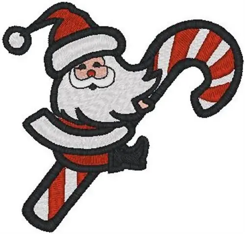 Hassle-Free Returns Candy Cane Santa Embroidery Design