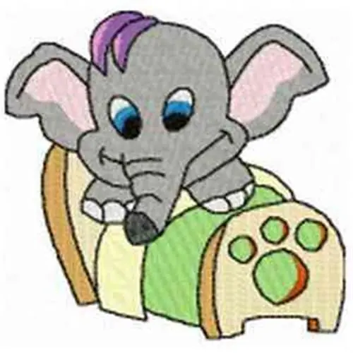 New Release Elephant In Bed Embroidery Design
