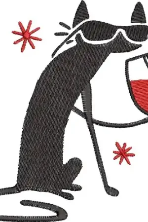 Wine Cat Embroidery Design Exclusive Offer