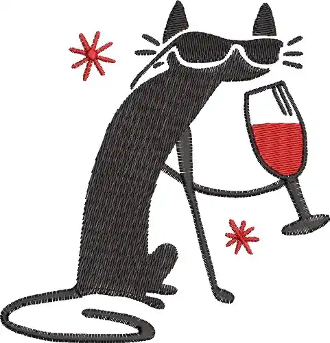 Wine Cat Embroidery Design Exclusive Offer
