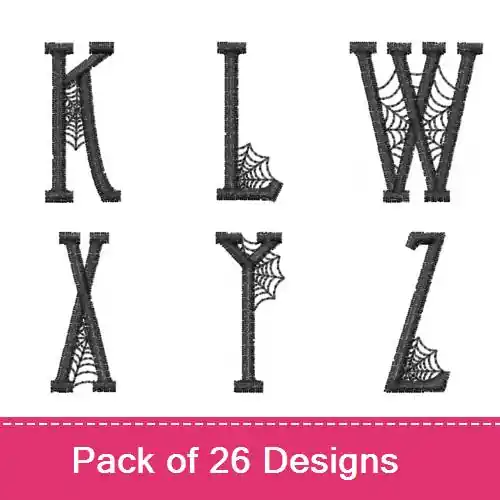 Spider Web Font Embroidery design pack by Embroidery Patterns, Embroidery Packs on EmbroideryDesigns.com Crafted