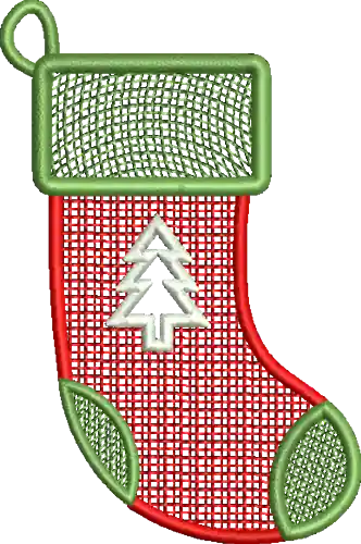 FSL Christmas Tree Stocking Embroidery Design Premium