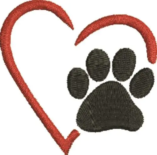 Paw Heart Embroidery Design Trending