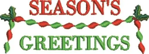 Seasons Greetings Embroidery Design Premium