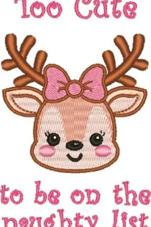 Seasonal Sale Too Cute Reindeer Embroidery Design