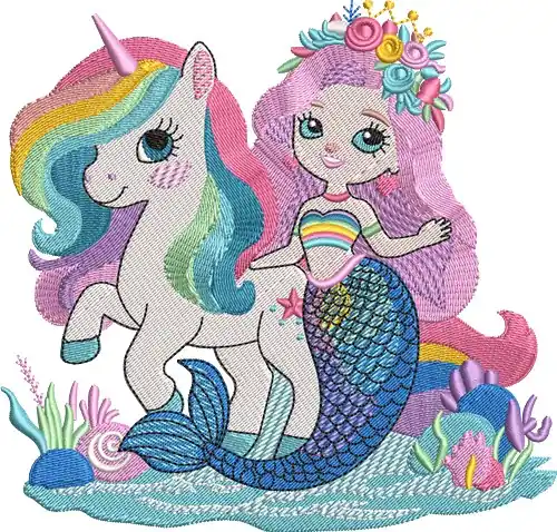 Buy Direct Mermaid & Unicorn Embroidery Design