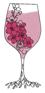 Flower Wine Glass Embroidery Design Limited Time