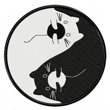 Worldwide Shipping Yin Yang Cats Embroidery Design