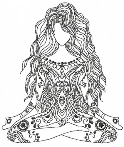 Yoga Lady Embroidery Design Viral