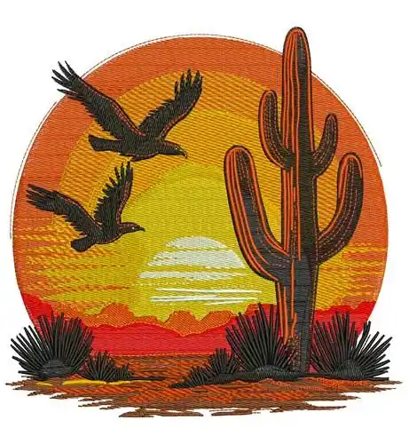 Budget Desert Sunset Embroidery Design