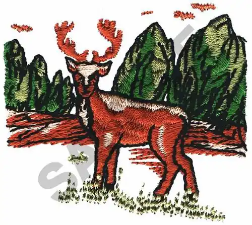 Buy Online DEER & SCENERY Embroidery Design