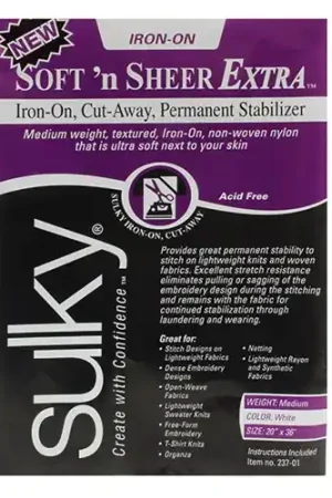 Sulky Soft 'n Sheer Extra Stabilizer - White - 20 x 1 yd. Pkg. Order Now