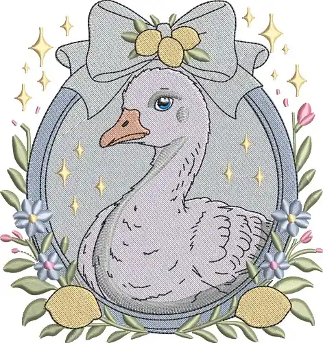 In Demand Regal Swan Portrait Embroidery Design