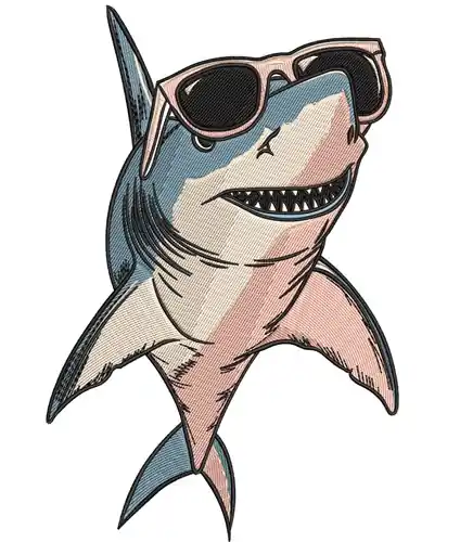 Fresh Stock Sunglasses Shark Embroidery Design