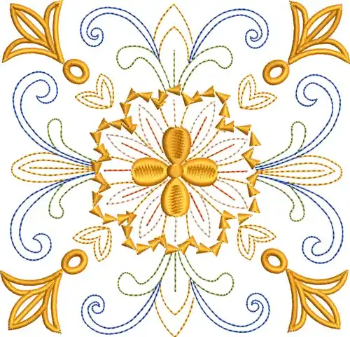 Golden Medallion Embroidery Design Luxury