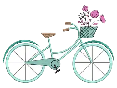 Bike & Flowers Embroidery Design Clearance