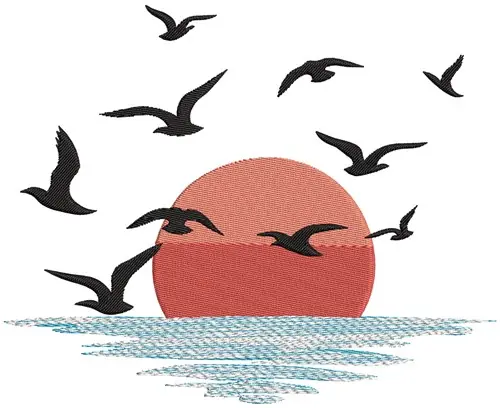 Sunset Birds Embroidery Design Hassle-Free Returns
