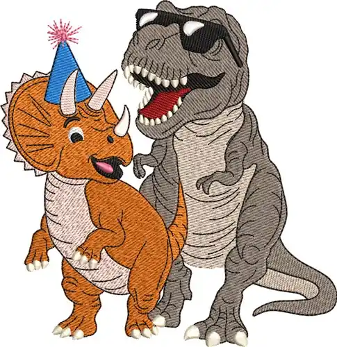 Dino Party Pals Embroidery Design No Minimum Order