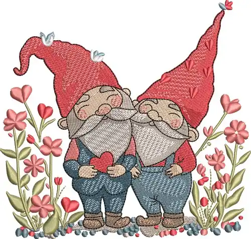 Garden Gnomes Embroidery Design Brand New