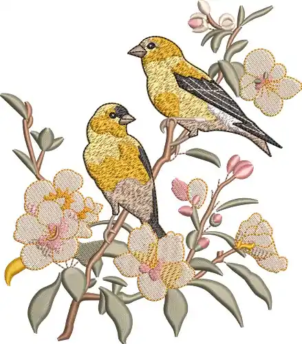 Exclusive Offer Gold Finches Embroidery Design