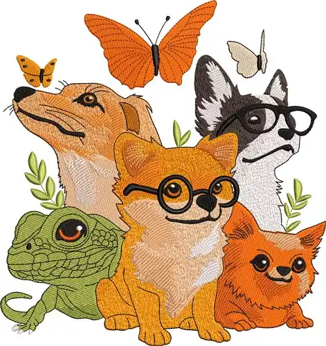 Same Day Shipping Butterflies & Animals Embroidery Design