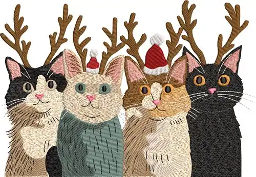 Trusted Brand Antlered Felines Embroidery Design