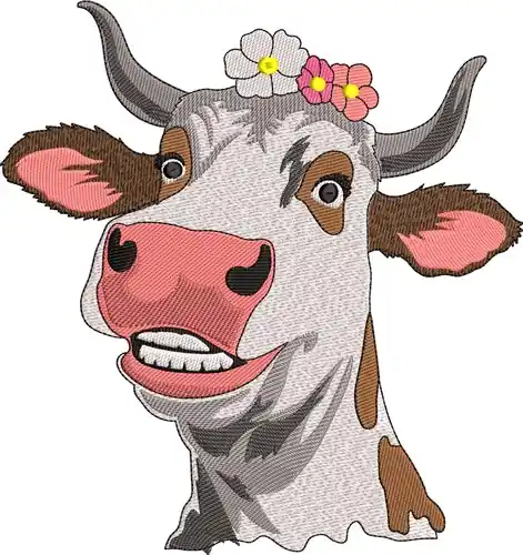 Last Chance Floral Cow Charm Embroidery Design