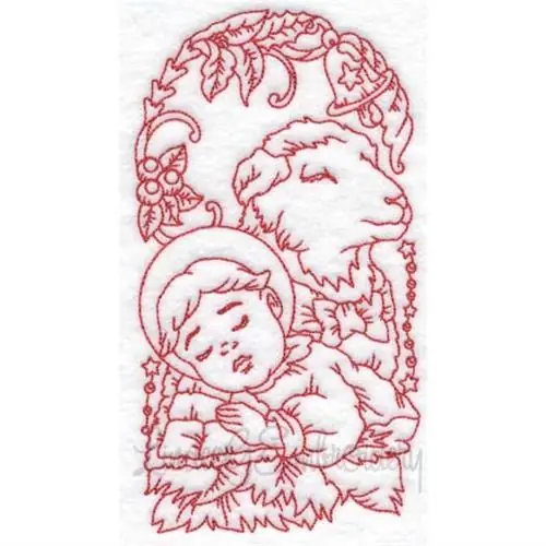 Baby & Lamb (3.8 x 7-in) Embroidery Design Free Returns