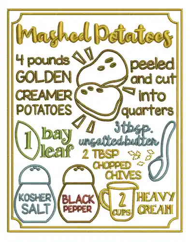 Seasonal Sale Mashed Potatoes Embroidery Design