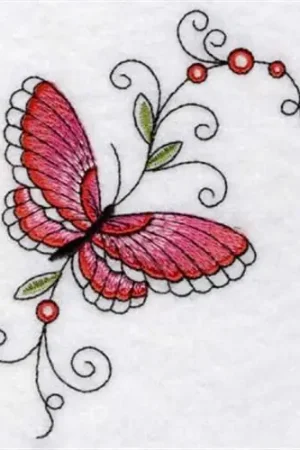 Worldwide Shipping Swirly Butterfly Embroidery Design