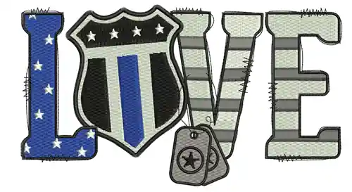Direct From Factory Love Police Embroidery Design