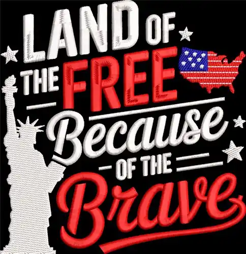 Land Of Free Embroidery Design Modern