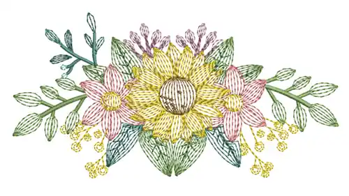 Rippled Floral Swag Embroidery Design Place Order