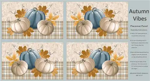 Get Yours Autumn Vibes Pumpkin & Sunflower Placemats Panel 24.5" Running Wild Art Studio Blank Quilting Cotton Fabric BQ-4079P-14