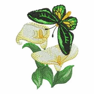 Cala Lily Butterfly Embroidery Design Special Offer