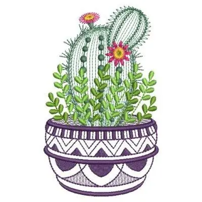 Cactus Bloom Embroidery Design Instant Buy