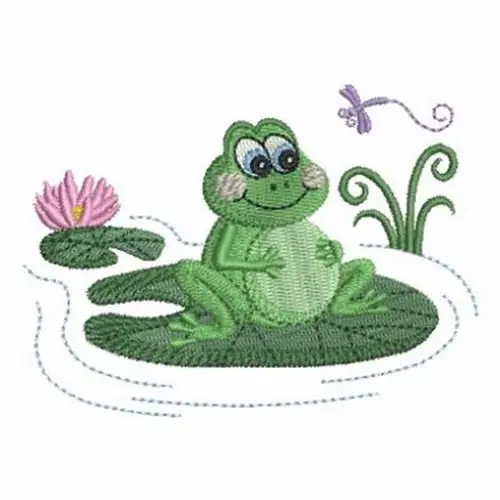 Clearance Cute Frog & Dragonfly Embroidery Design