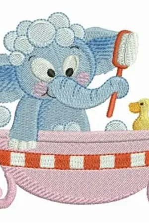 Budget Elephant Bubblebath Embroidery Design
