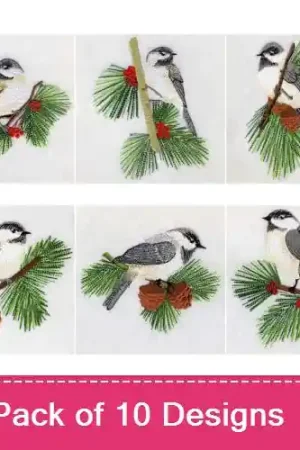 Black Capped Chickadee Embroidery design pack by Ace Points, Embroidery Packs on EmbroideryDesigns.com Save Now
